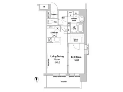 ワールドレジデンス大手町(1LDK/6階)の間取り写真