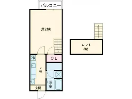 ポートヒルズ御船(1K/2階)の間取り写真