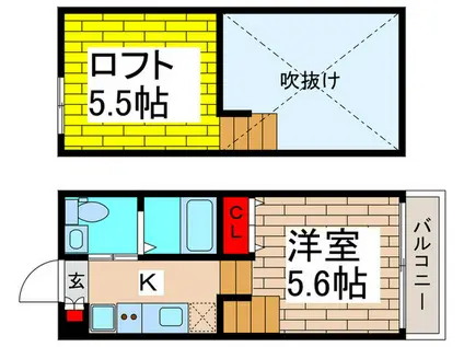CHALET東中山(1K/1階)の間取り写真