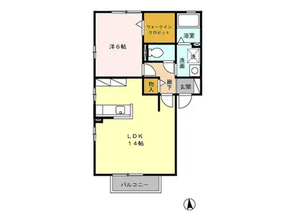 プルミエ A棟(1LDK/2階)の間取り写真