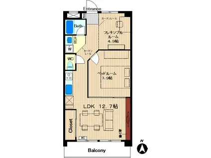 うばしまハイツ(1SLDK/3階)の間取り写真