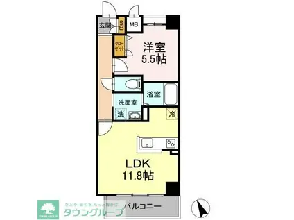 ベルファミーユ高根台II(1LDK/4階)の間取り写真