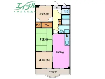 Gプラザ大藤(3DK/4階)の間取り写真