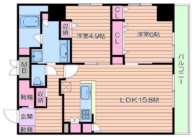 グランセジュール江坂(2LDK/12階)の間取り写真