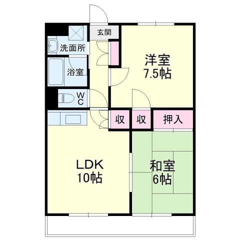 トップアイルII(2LDK/1階)の間取り写真
