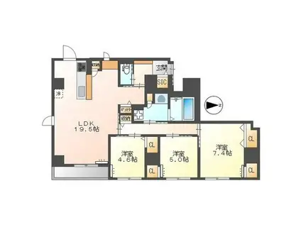 ESQUINAエスキーナ(3LDK/4階)の間取り写真