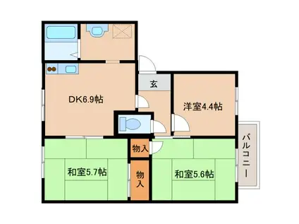 エピーメロン(3DK/2階)の間取り写真