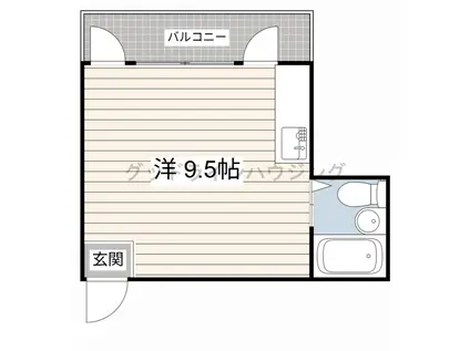ヒルハイツA棟(ワンルーム/2階)の間取り写真