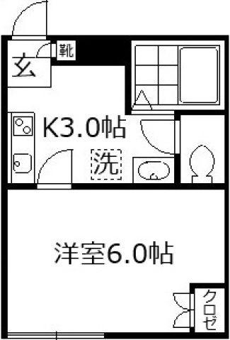 早稲田鶴巻町IMAハウス(1K/3階)の間取り写真