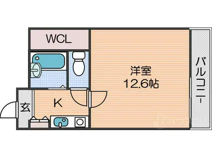 ハイツ五條(1K/2階)の間取り写真