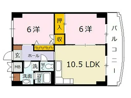 サンパレス香川(2LDK/4階)の間取り写真