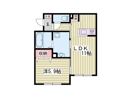 ユアメゾンNAO(1LDK/1階)の間取り写真