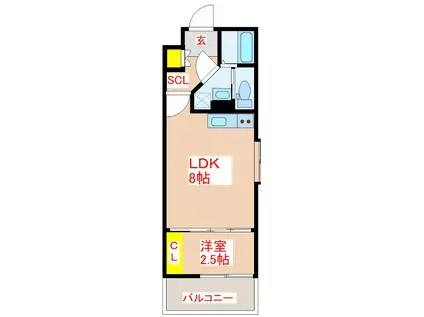 MIRAIAL藤崎(1LDK/4階)の間取り写真