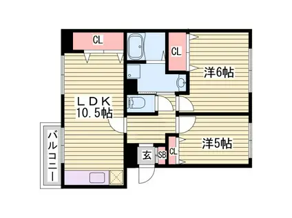 アリエンデ加茂(2LDK/1階)の間取り写真