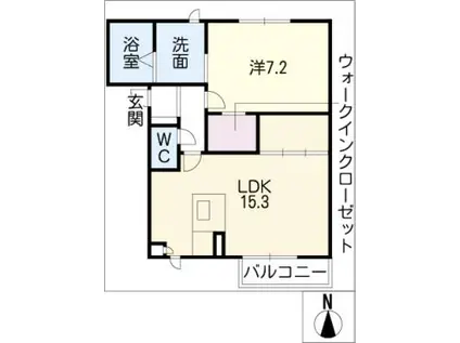 ファミーユ東前C棟(1LDK/2階)の間取り写真