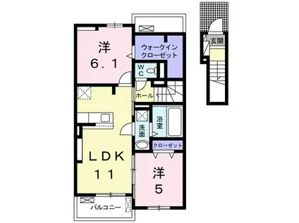 ルーラルハウス東山崎A(2LDK/2階)の間取り写真