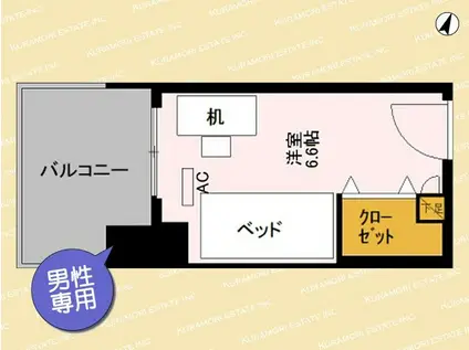 ロイヤルパークスER万代(ワンルーム/3階)の間取り写真