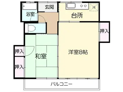 第2花月荘(2K/2階)の間取り写真