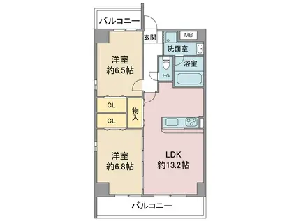 アニマート(2LDK/6階)の間取り写真