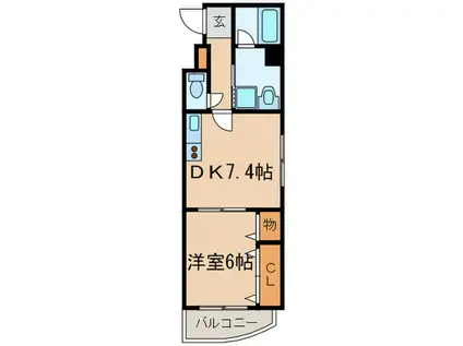 アジリア大濠ウエスト(1DK/7階)の間取り写真