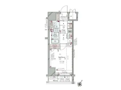 コンシェリア KAWASAKI MASTERS VILLA(1K/14階)の間取り写真