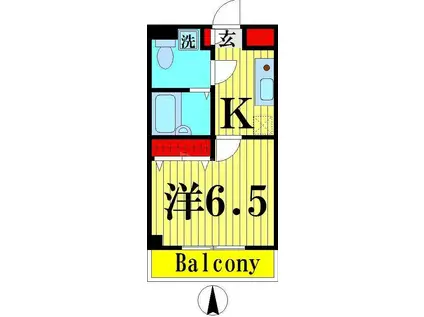 ワンステップ花畑(1K/2階)の間取り写真
