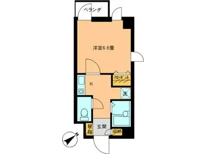 セレーノ日辰(1K/2階)の間取り写真