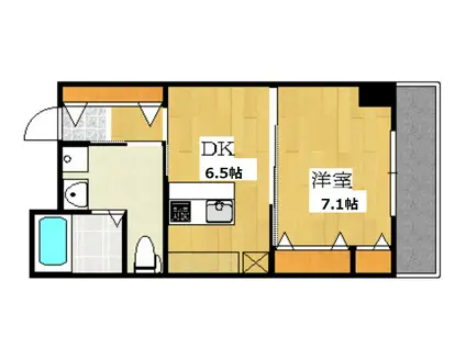 リバーフォード中之島(1DK/5階)の間取り写真