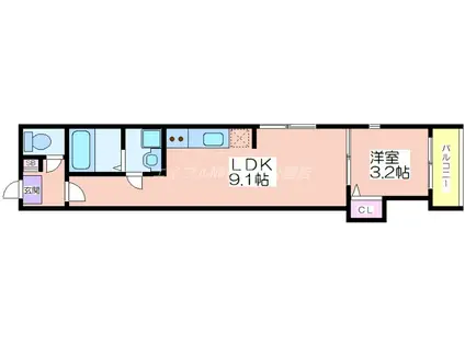 HAQ TERRACE(1LDK/2階)の間取り写真