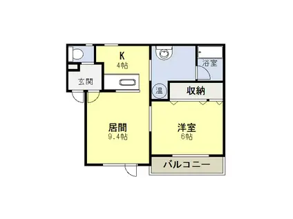 フォンテーヌ弥生(1LDK/3階)の間取り写真