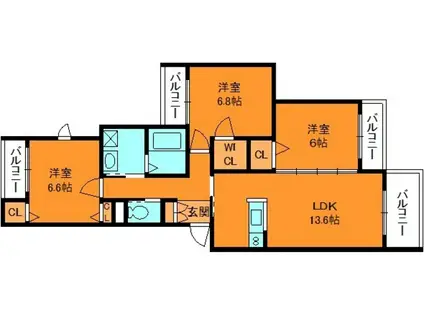 シャーメゾン フォレスト レジデンス(3LDK/3階)の間取り写真