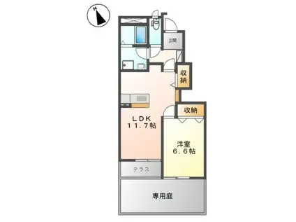 シェリールII(1LDK/1階)の間取り写真