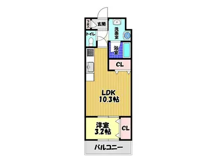 ステラウッド古市Ⅱ(1LDK/2階)の間取り写真