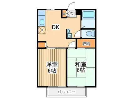 クレールハイム(2DK/2階)の間取り写真