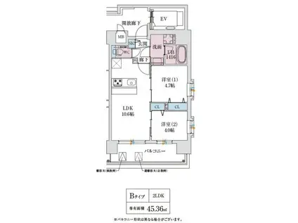 スプランディッド玉造DUE(2LDK/7階)の間取り写真