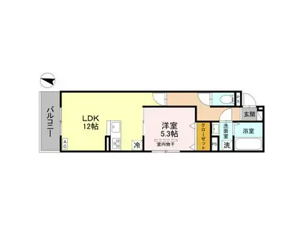 NOBLE TERRACE中山手(1LDK/2階)の間取り写真