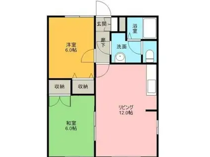 エレガントハイツA(2LDK/2階)の間取り写真