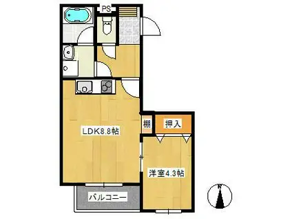 モン・レーヴ葉山(1LDK/2階)の間取り写真