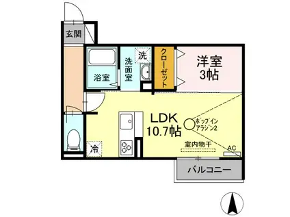 パディコート下城野(1LDK/2階)の間取り写真