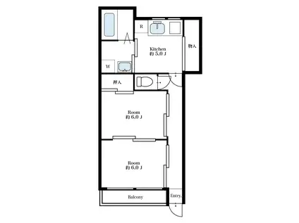 メゾン秋葉(2DK/1階)の間取り写真