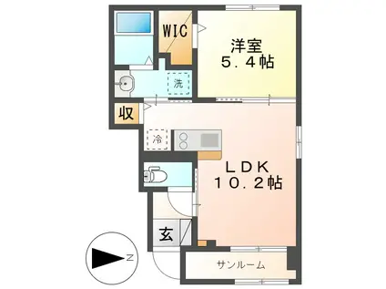 MINUET(1LDK/1階)の間取り写真