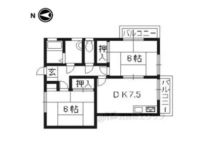 但馬ハイツ(2DK/2階)の間取り写真