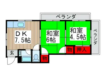 横山マンション(2DK/4階)の間取り写真