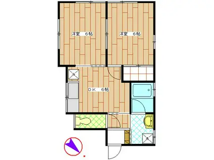 ハイツ板津(2DK/1階)の間取り写真