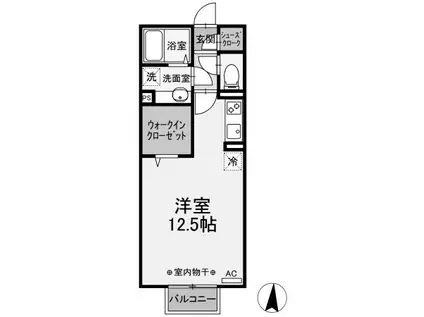 クレシェンテHR(ワンルーム/2階)の間取り写真