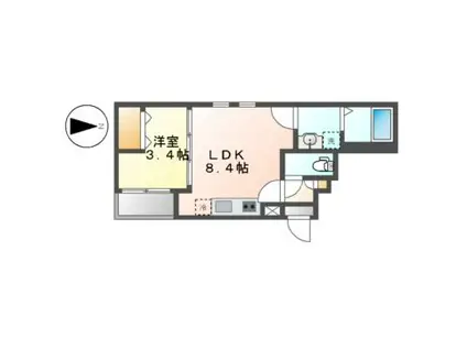 CHERIM志賀本通BRISE(1LDK/1階)の間取り写真