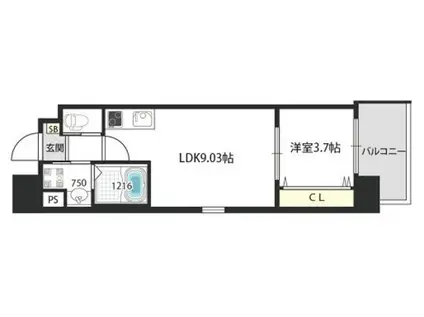 V-ランコントル吹田(1LDK/9階)の間取り写真