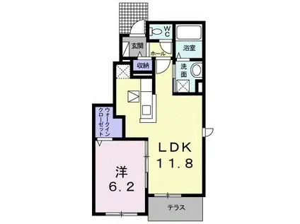 クレールIII C(1LDK/1階)の間取り写真