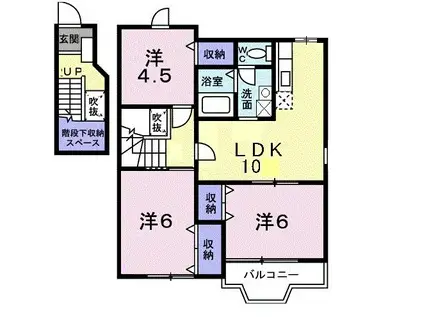 ヴァートゥー友Ⅱ番館(3LDK/2階)の間取り写真