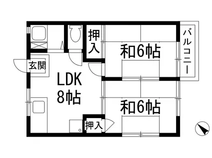 若葉ハイツ(2LDK/2階)の間取り写真